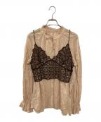 GRACE CONTINENTAL（グレースコンチネンタル）の古着「レースキャミ付きカフタンブラウス」｜ベージュ