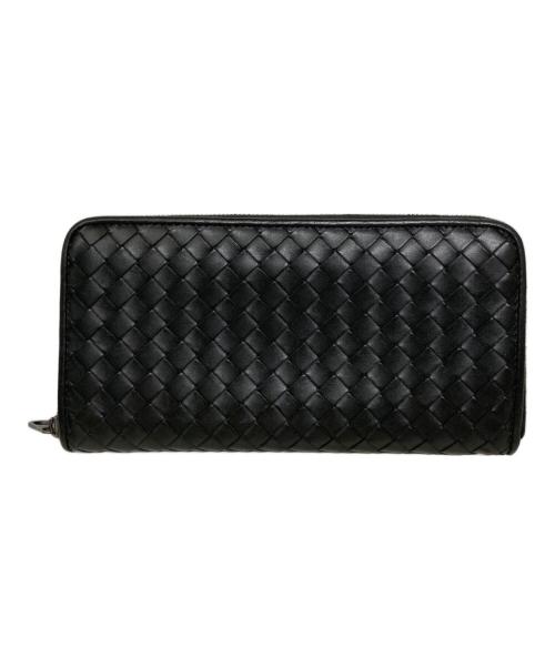 BOTTEGA VENETA（ボッテガベネタ）BOTTEGA VENETA (ボッテガベネタ) イントレチャートラウンドジップウォレット ブラックの古着・服飾アイテム