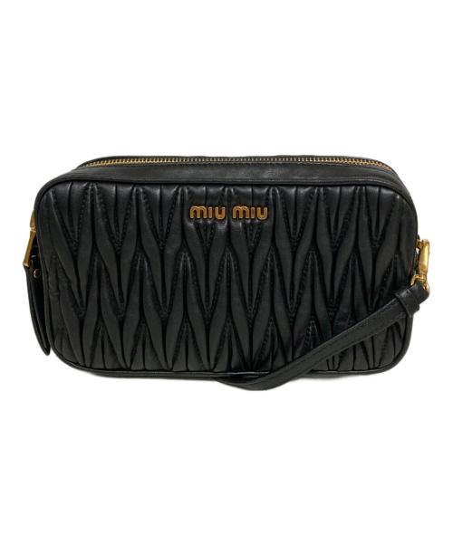 MIU MIU（ミュウミュウ）MIU MIU (ミュウミュウ) ダブルジップ ミニ ショルダーバッグ ブラックの古着・服飾アイテム