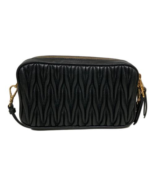 MIU MIU（ミュウミュウ）MIU MIU (ミュウミュウ) ダブルジップ ミニ ショルダーバッグ ブラックの古着・服飾アイテム