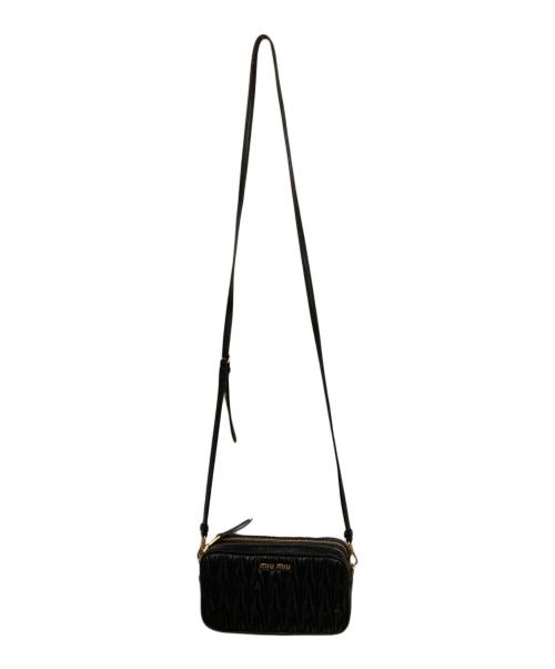 MIU MIU（ミュウミュウ）MIU MIU (ミュウミュウ) ダブルジップ ミニ ショルダーバッグ ブラックの古着・服飾アイテム