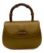 GUCCIグッチ）の古着「ヴィンテージバンブーハンドルサテンチェーンバッグ」｜ブラウン