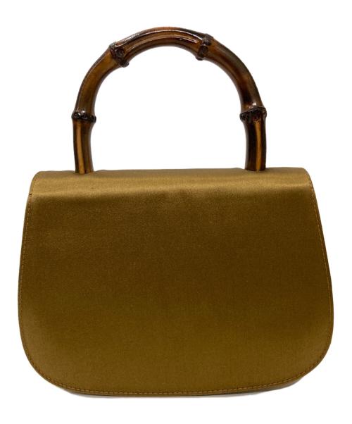 GUCCI（グッチ）GUCCI (グッチ) ヴィンテージバンブーハンドルサテンチェーンバッグ ブラウンの古着・服飾アイテム