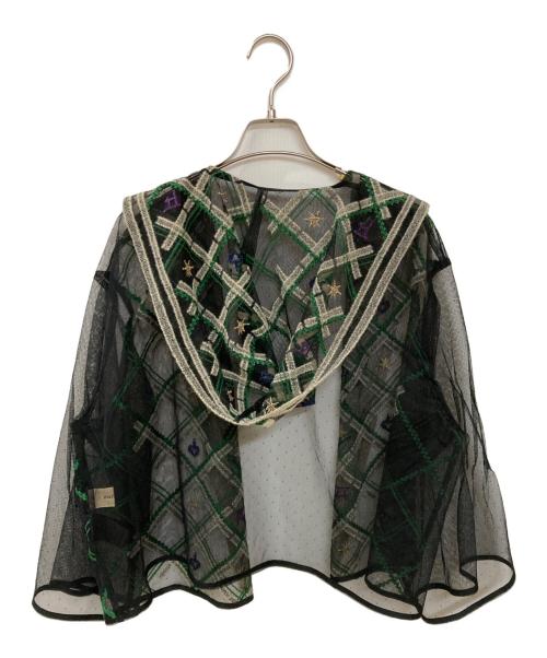 maturely（マチュアリー）maturely (マチュアリー) 刺繍チュールフードジャケット ブラック サイズ:FREEの古着・服飾アイテム
