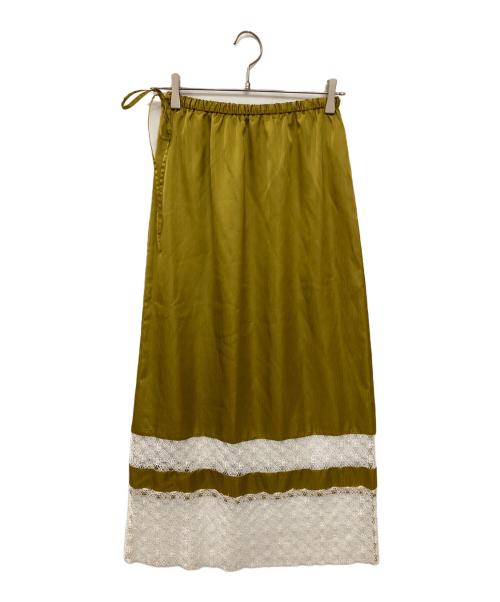 CITYSHOP（シティショップ）CITYSHOP (シティショップ) レース切替サテンイージースカート カーキ サイズ:36の古着・服飾アイテム