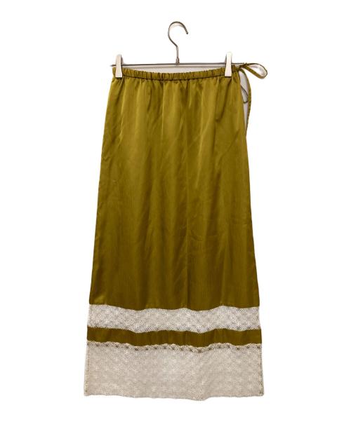 CITYSHOP（シティショップ）CITYSHOP (シティショップ) レース切替サテンイージースカート カーキ サイズ:36の古着・服飾アイテム
