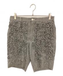 COMME des GARCONS HOMME PLUS（コムデギャルソンオムプリュス）の古着「ギンガムチェックフリルハーフパンツ」｜ブラック