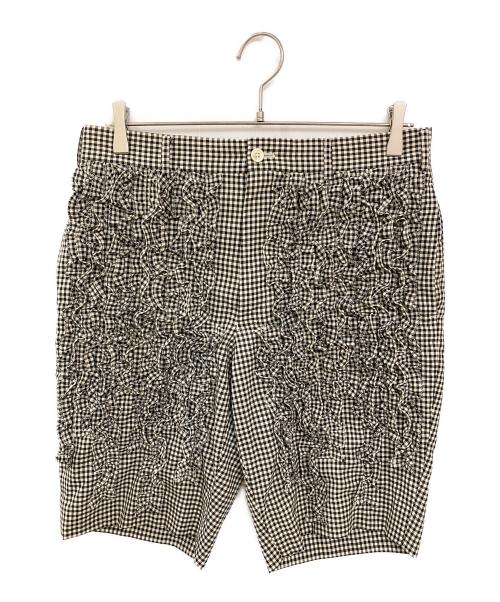 COMME des GARCONS HOMME PLUS（コムデギャルソンオムプリュス）COMME des GARCONS HOMME PLUS (コムデギャルソンオムプリュス) ギンガムチェックフリルハーフパンツ ブラック サイズ:Sの古着・服飾アイテム