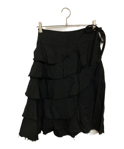 tricot COMME des GARCONS（トリココムデギャルソン）tricot COMME des GARCONS (トリココムデギャルソン) ウールレーヨン縮絨ティアードデザインスカート ブラック サイズ:不明(実寸サイズをご確認ください)の古着・服飾アイテム