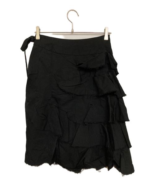 tricot COMME des GARCONS（トリココムデギャルソン）tricot COMME des GARCONS (トリココムデギャルソン) ウールレーヨン縮絨ティアードデザインスカート ブラック サイズ:不明(実寸サイズをご確認ください)の古着・服飾アイテム