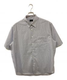 green label relaxing（グリーンレーベルリラクシング）の古着「ウォッシャブルトロ ジャストルーズ ストライプ 半袖 シャツ ストレッチ」｜パープル