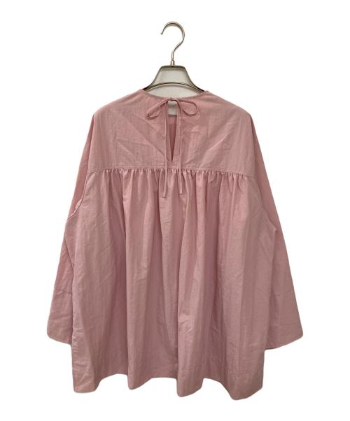 YORI（ヨリ）YORI (ヨリ) バックリボンナイロンギャザーブラウス ピンク サイズ:FREEの古着・服飾アイテム