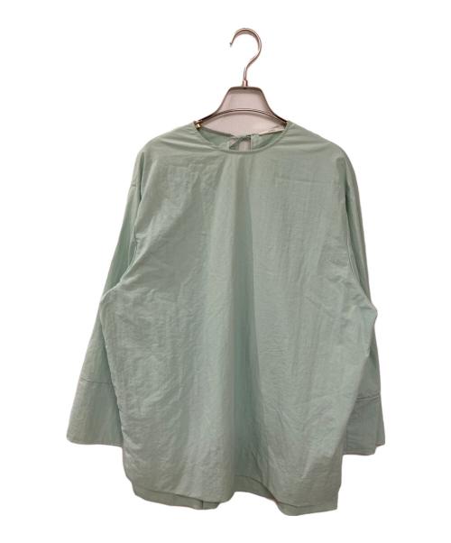 YORI（ヨリ）YORI (ヨリ) バックリボンナイロンギャザーブラウス グリーン サイズ:FREEの古着・服飾アイテム