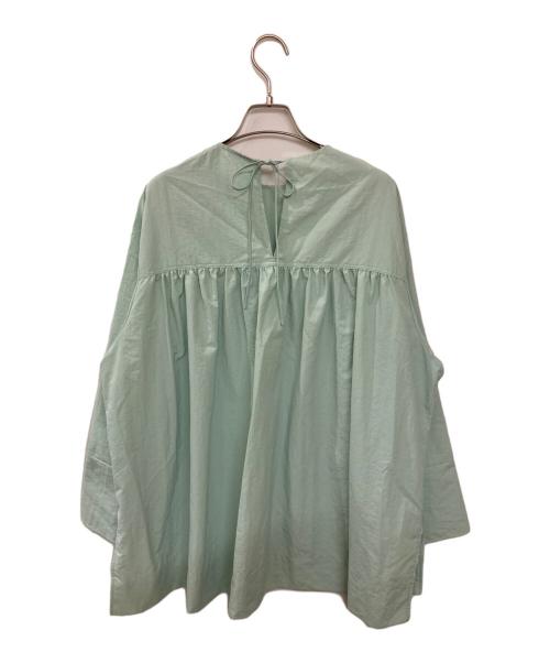 YORI（ヨリ）YORI (ヨリ) バックリボンナイロンギャザーブラウス グリーン サイズ:FREEの古着・服飾アイテム