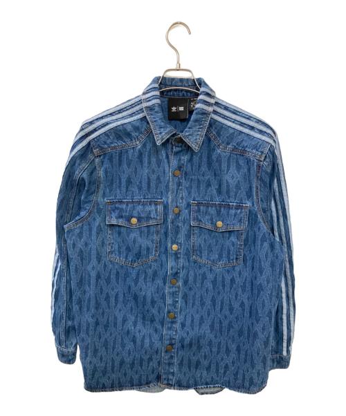 adidas（アディダス）adidas (アディダス) Ivy Park (アイヴィーパーク) モノグラムデニムシャツ インディゴ サイズ:XSの古着・服飾アイテム