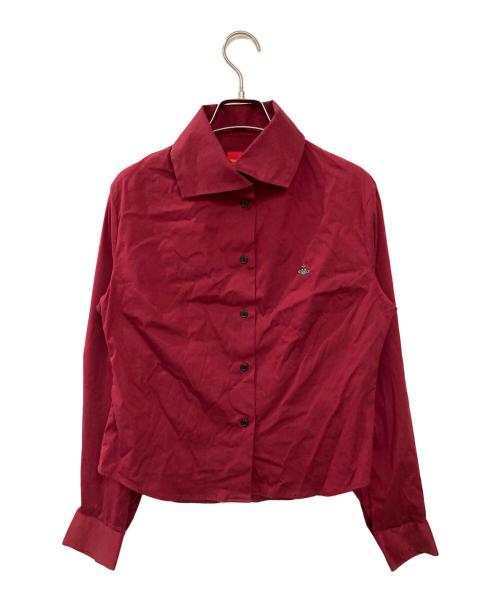Vivienne Westwood RED LABEL（ヴィヴィアンウエストウッドレッドレーベル）Vivienne Westwood RED LABEL (ヴィヴィアンウエストウッドレッドレーベル) オーブ刺繍シャツ バーガンディー サイズ:3の古着・服飾アイテム