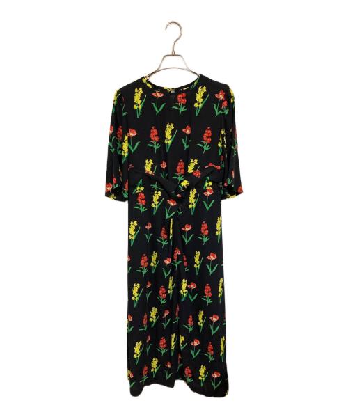 MUVEIL（ミュベール）MUVEIL (ミュベール) ツイストディテールフラワーPTワンピース ネイビー サイズ:36の古着・服飾アイテム