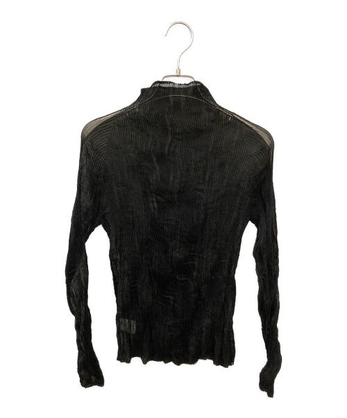 ISSEY MIYAKE（イッセイミヤケ）ISSEY MIYAKE (イッセイミヤケ) プリーツシシャーリングデザインカットソー ブラック サイズ:Freeの古着・服飾アイテム