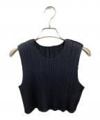 PLEATS PLEASEプリーツプリーズ）の古着「ノースリーブプリーツブラウス」｜ネイビー