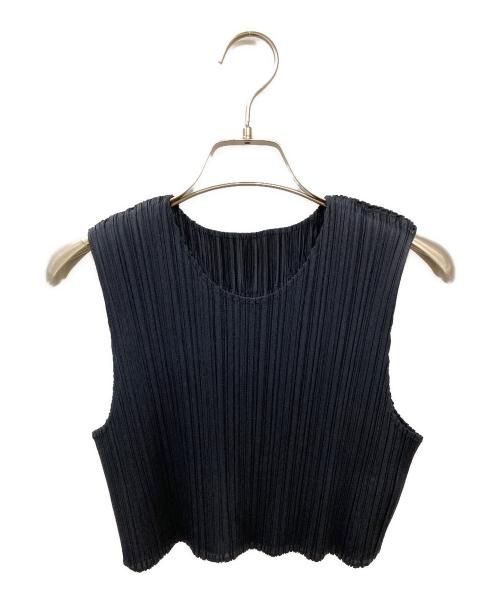 PLEATS PLEASE（プリーツプリーズ）PLEATS PLEASE (プリーツプリーズ) ノースリーブプリーツブラウス ネイビー サイズ:Freeの古着・服飾アイテム