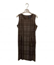 BURBERRY LONDON（バーバリーロンドン）の古着「ウールチェックノースリーブワンピース」｜ブラウン