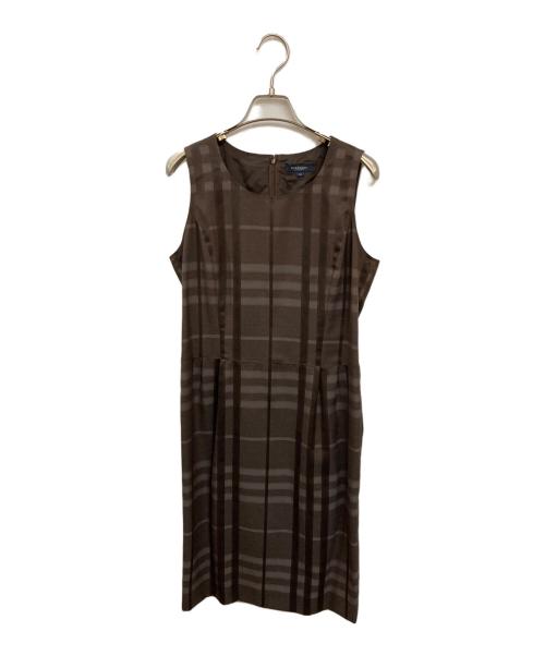 BURBERRY LONDON（バーバリーロンドン）BURBERRY LONDON (バーバリーロンドン) ウールチェックノースリーブワンピース ブラウン サイズ:Mの古着・服飾アイテム