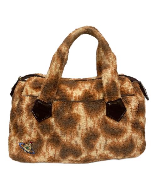 Vivienne Westwood（ヴィヴィアンウエストウッド）Vivienne Westwood (ヴィヴィアンウエストウッド) オーブ刺繍パイル地レオパードハンドバッグ ブラウンの古着・服飾アイテム