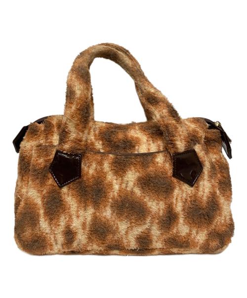 Vivienne Westwood（ヴィヴィアンウエストウッド）Vivienne Westwood (ヴィヴィアンウエストウッド) オーブ刺繍パイル地レオパードハンドバッグ ブラウンの古着・服飾アイテム