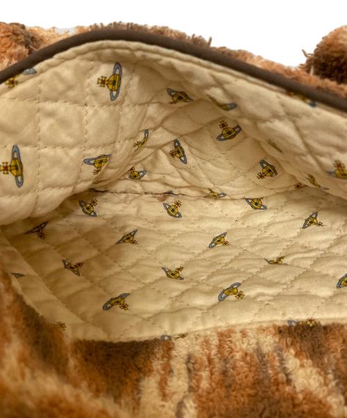 Vivienne Westwood（ヴィヴィアンウエストウッド）Vivienne Westwood (ヴィヴィアンウエストウッド) オーブ刺繍パイル地レオパードハンドバッグ ブラウンの古着・服飾アイテム