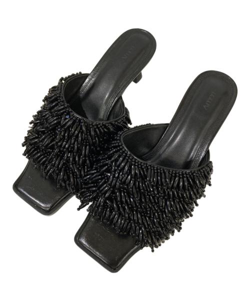 Ameri VINTAGE（アメリヴィンテージ）Ameri VINTAGE (アメリヴィンテージ) SQUARE TOE BEADS SANDAL / スクエアトゥサンダル ブラック サイズ:サイズMの古着・服飾アイテム