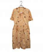 PINK HOUSEピンクハウス）の古着「犬柄半袖ワンピース」｜オレンジ