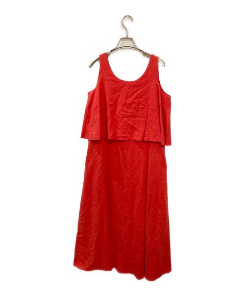 IENA LA BOUCLE（イエナ ラ ブークル）IENA LA BOUCLE (イエナ ラ ブークル) ラミーキャンバスラッフルワンピース オレンジ サイズ:FREEの古着・服飾アイテム