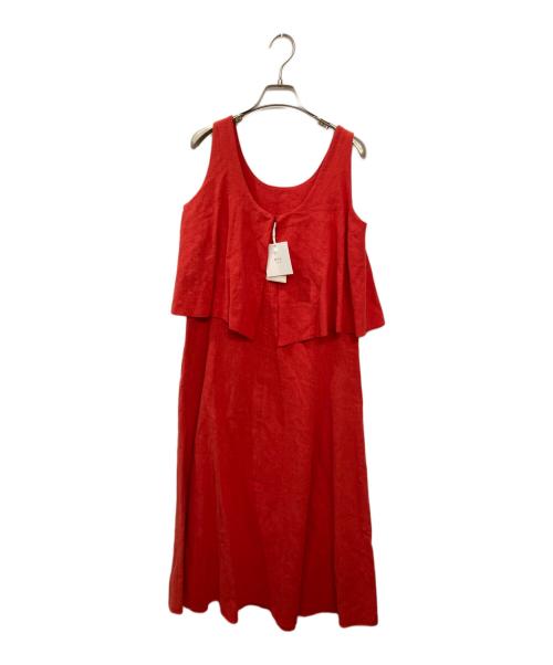 IENA LA BOUCLE（イエナ ラ ブークル）IENA LA BOUCLE (イエナ ラ ブークル) ラミーキャンバスラッフルワンピース オレンジ サイズ:FREEの古着・服飾アイテム