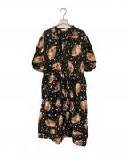PINK HOUSEピンクハウス）の古着「花柄ブラウスワンピース」｜ブラック