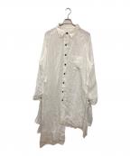 YOHJI YAMAMOTOヨウジヤマモト）の古着「リネンデザインロングシャツ」｜ホワイト