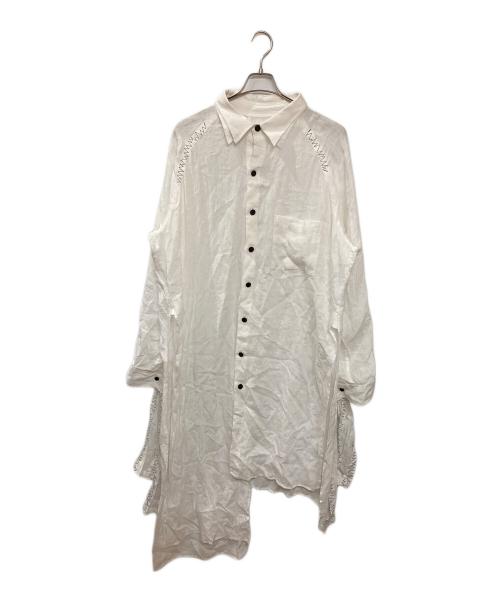 YOHJI YAMAMOTO（ヨウジヤマモト）YOHJI YAMAMOTO (ヨウジヤマモト) リネンデザインロングシャツ ホワイト サイズ:4の古着・服飾アイテム