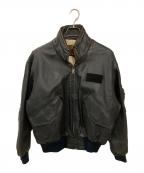 slangスラング）の古着「古着ミリタリーレザーブルゾン」｜ブラック×カーキ
