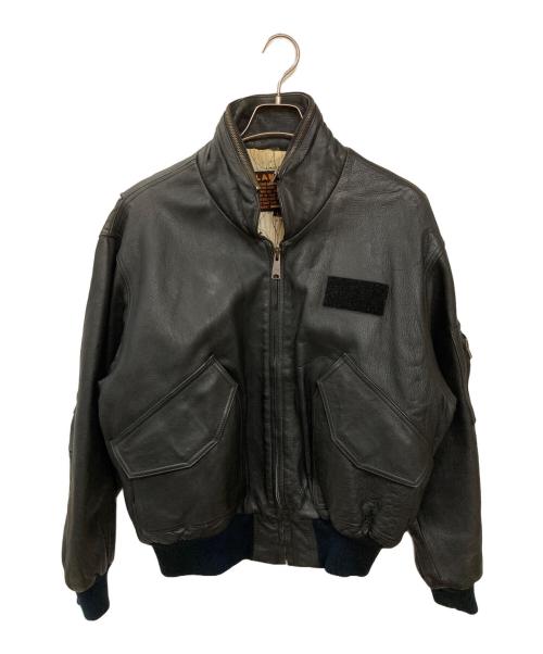 slang（スラング）slang (スラング) 古着ミリタリーレザーブルゾン ブラック×カーキ サイズ:Lの古着・服飾アイテム