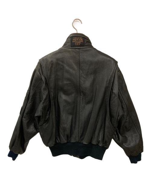 slang（スラング）slang (スラング) 古着ミリタリーレザーブルゾン ブラック×カーキ サイズ:Lの古着・服飾アイテム
