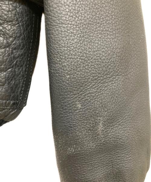 slang（スラング）slang (スラング) 古着ミリタリーレザーブルゾン ブラック×カーキ サイズ:Lの古着・服飾アイテム