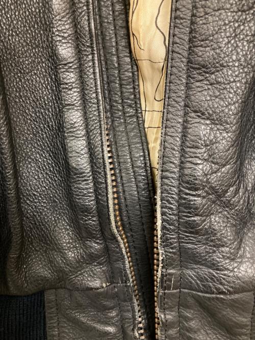 slang（スラング）slang (スラング) 古着ミリタリーレザーブルゾン ブラック×カーキ サイズ:Lの古着・服飾アイテム