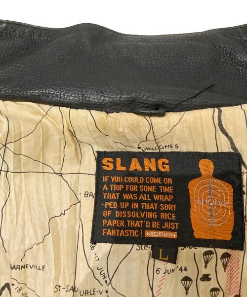 slang（スラング）slang (スラング) 古着ミリタリーレザーブルゾン ブラック×カーキ サイズ:Lの古着・服飾アイテム