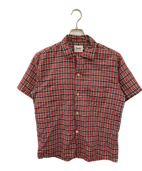 CAMPUS（キャンパス）CAMPUS (キャンパス) ヴィンテージオープンカラーシャツ レッド×グレー サイズ:Mの古着・服飾アイテム