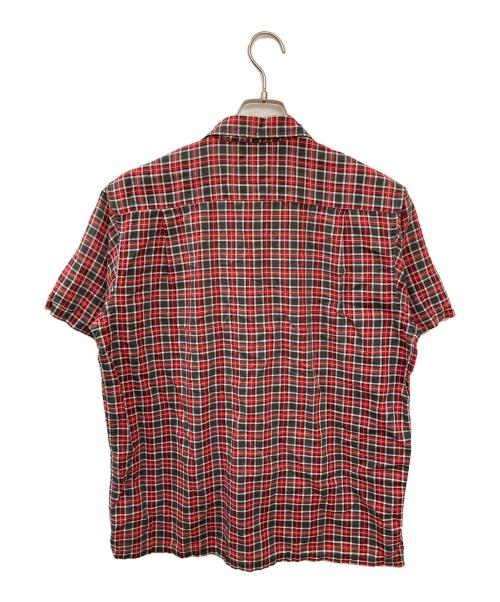 CAMPUS（キャンパス）CAMPUS (キャンパス) ヴィンテージオープンカラーシャツ レッド×グレー サイズ:Mの古着・服飾アイテム