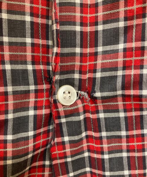 CAMPUS（キャンパス）CAMPUS (キャンパス) ヴィンテージオープンカラーシャツ レッド×グレー サイズ:Mの古着・服飾アイテム