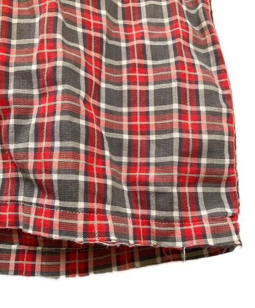 CAMPUS（キャンパス）CAMPUS (キャンパス) ヴィンテージオープンカラーシャツ レッド×グレー サイズ:Mの古着・服飾アイテム