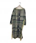 Ameriアメリ）の古着「BIG CHECK LACE UP KNIT DRESS」｜グリーン