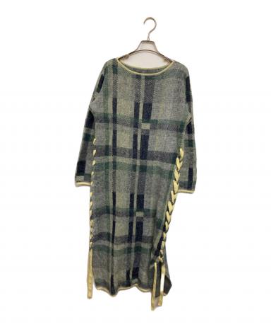 中古・古着通販】Ameri (アメリ) BIG CHECK LACE UP KNIT DRESS