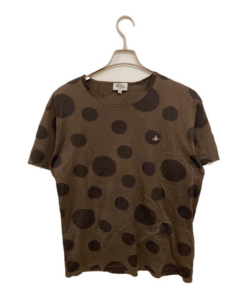 Vivienne Westwood man（ヴィヴィアン ウェストウッド マン）Vivienne Westwood man (ヴィヴィアン ウェストウッド マン) オーブ刺繍ドットクルーＴシャツ ブラウン サイズ:Sの古着・服飾アイテム