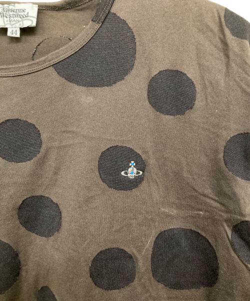 Vivienne Westwood man（ヴィヴィアン ウェストウッド マン）Vivienne Westwood man (ヴィヴィアン ウェストウッド マン) オーブ刺繍ドットクルーＴシャツ ブラウン サイズ:Sの古着・服飾アイテム